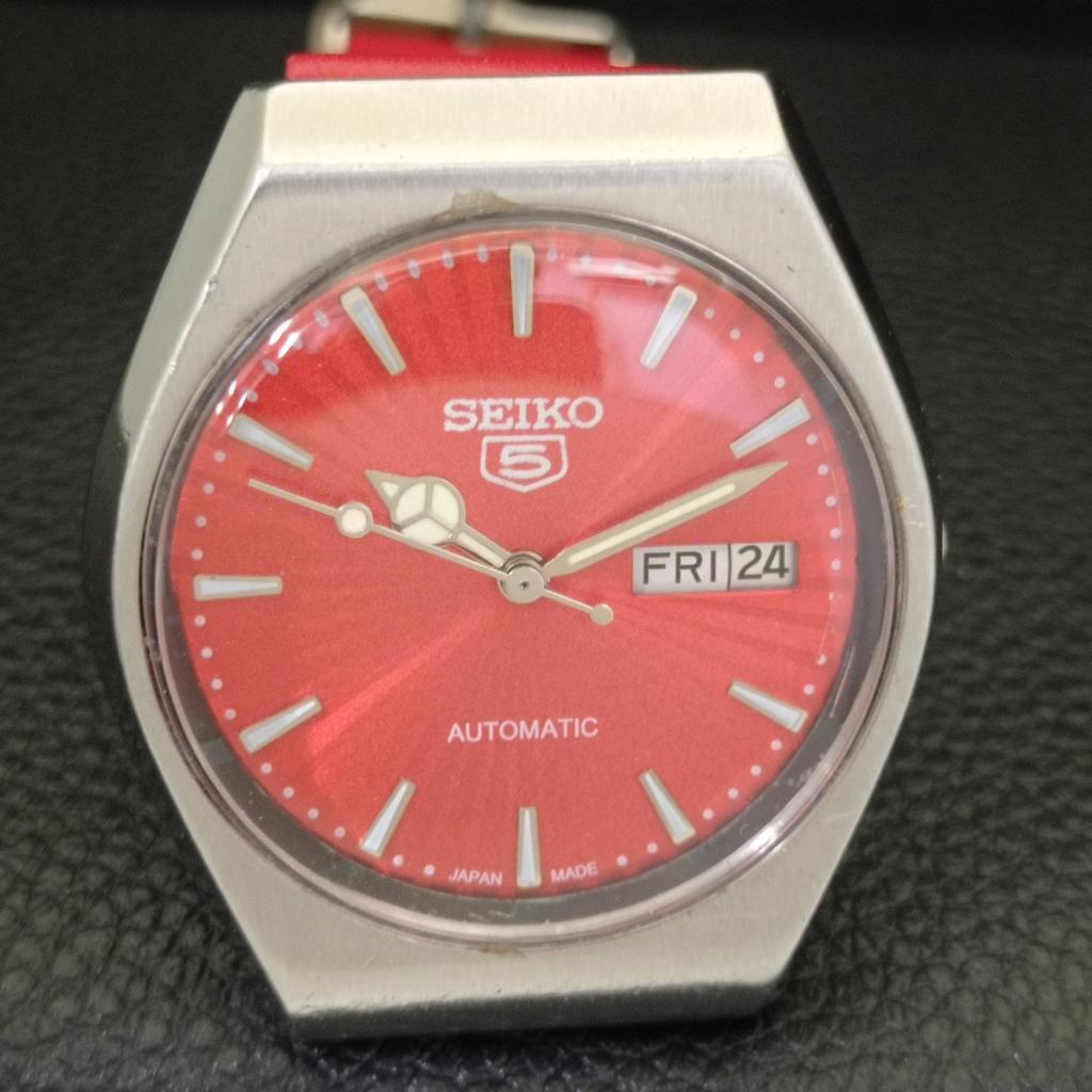 ВИНТАЖНЫЕ МУЖСКИЕ ЧАСЫ SEIKO 5 AUTOMATIC 6309A ЯПОНИЯ С КРАСНЫМ ЦИФЕРБЛАТОМ a701474-5 R206b-a701474