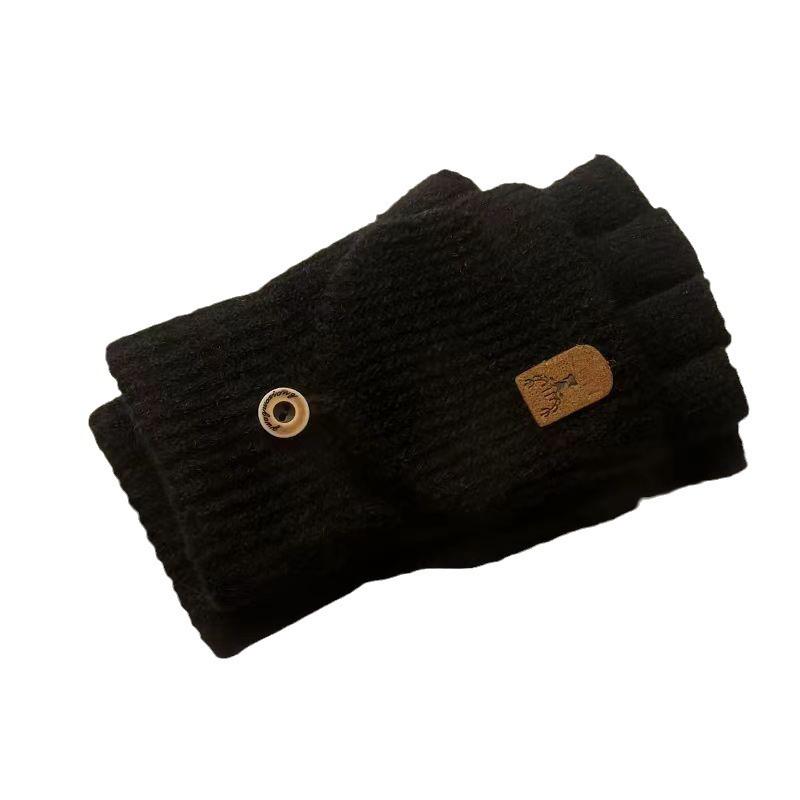 Мужские и женские зимние вязаные велосипедные перчатки с откидными пальцами - Теплые, Защищающие от холода, Плюшевые и Толстые.