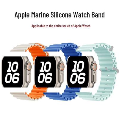 Применимый ледяной синий силиконовый ремешок для Apple Watch Series 1-10 (S10 Официальный стиль)