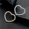 Set of 2 Delicate Alloy Breastpin with Dazzling Crystals Round and Heart Shaped Lapel Pin Women Badge Elegant Accessory