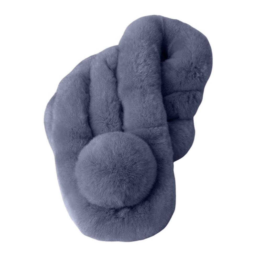 Faux Rabbit Fur Plush Cross Scarf Thicken Double-sided Neck Cover Shawl Women Girls