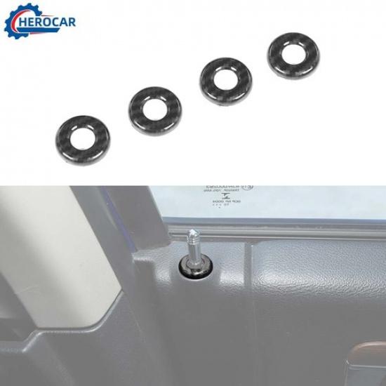 4pcs Carbon Fiber Car Door Lock P Bolt Ring Trim For Dodge RAM 1500 2010+ABS