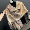 Compass Pony Pattern Imitation Cashmere Shawl for Women Warm Large Scarf Versatile Thickened Scarf Double Sided
