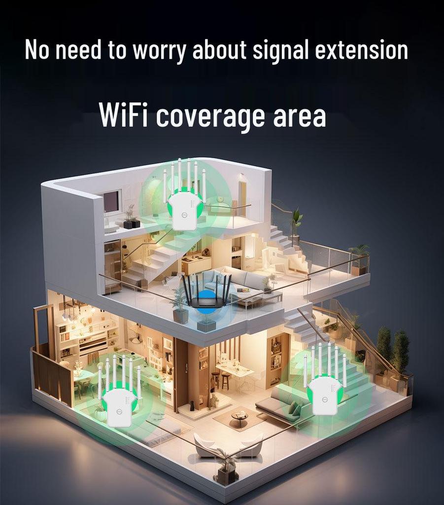 Двухдиапазонный WiFi-повторитель: Ускорение в один клик для стабильных соединений с высокой скоростью