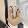 Large Capacity Woven Shoulder Bag With Polyester Lining For Summer Style