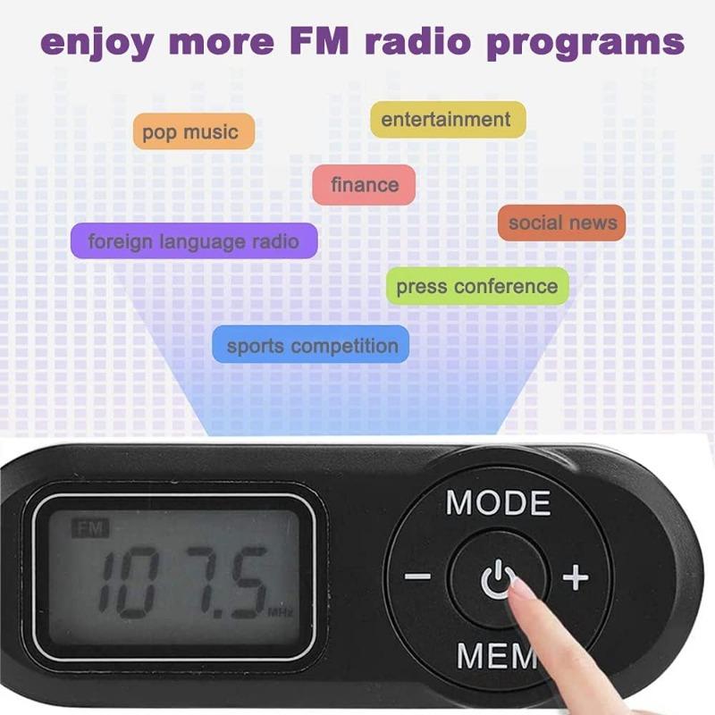 FM-радио с зарядкой на литий-ионной батарее и функцией шагомера, мини-карманное радио с наушниками