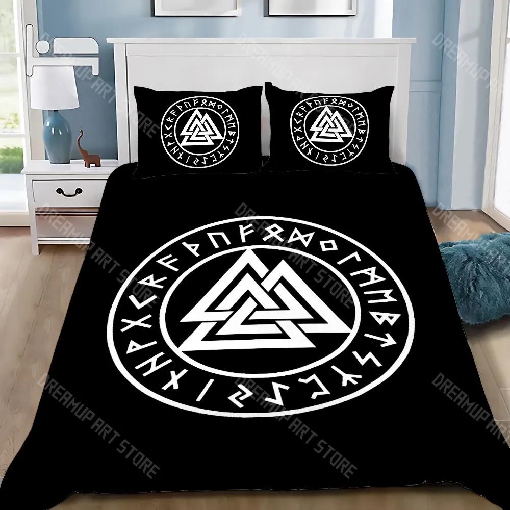 Viking Nordic Viking Mystical Symbol Duvet Cover Pillowcase Bedding Set Adult Boy Girl Bedroom Decoration Children Single D