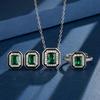 Jewelry Copper Bottom Gold-Plated Retro Simulation Emerald Square Diamond Wind Set Female 6 * 8-5 * 7