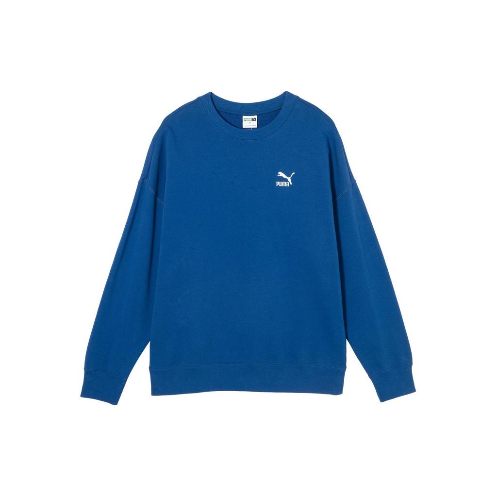 Puma Мужская толстовка Classics Ftp Crew Tr American Style, однотонная, с вышитым узором, с круглым вырезом, с длинным рукавом, с капюшоном, синяя 625829-17