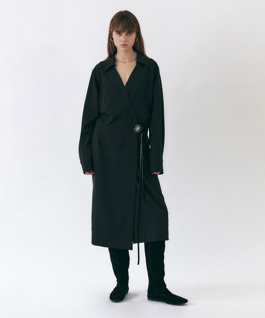 Yunse Ecru Wrap Dress (Gray)