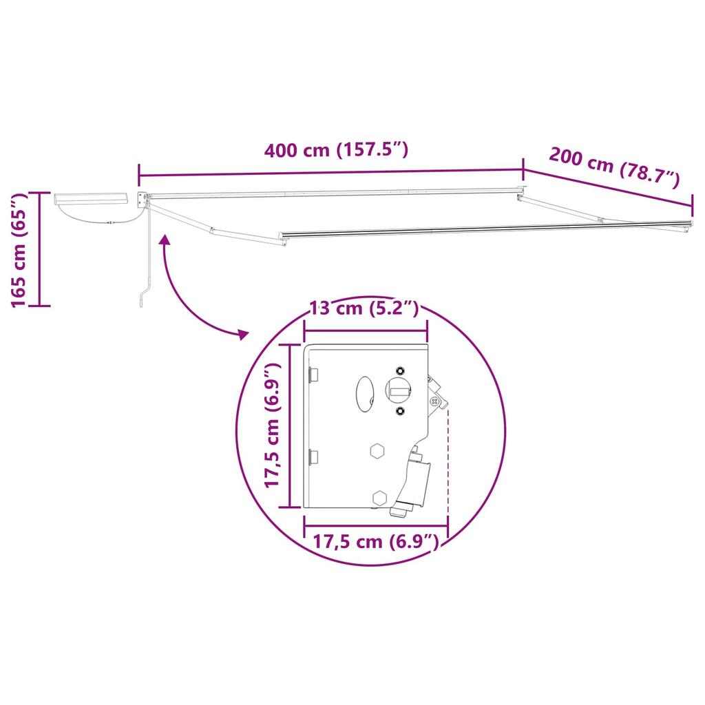 Electric Retractable Awning Anthracite and White 4 x 2 m
