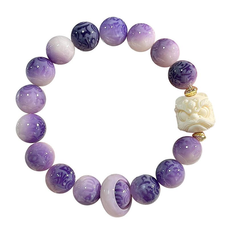Purple Piaohua Six Characters Mantra Bodhi Bracelet Student Wrap Finger Soft Douyin Buddha Bead Rosary Bead Wenwan Bracelet