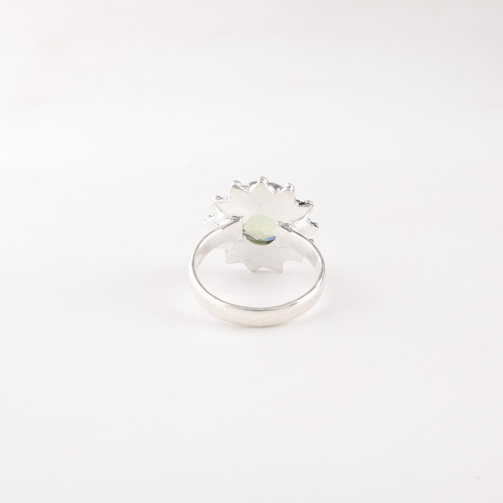 Зеленый Аметист Драгоценный Камень 925 Стерлинговое Серебро Ювелирные Изделия Ручной Работы Помолвочное Кольцо для Девушек RR-7-48