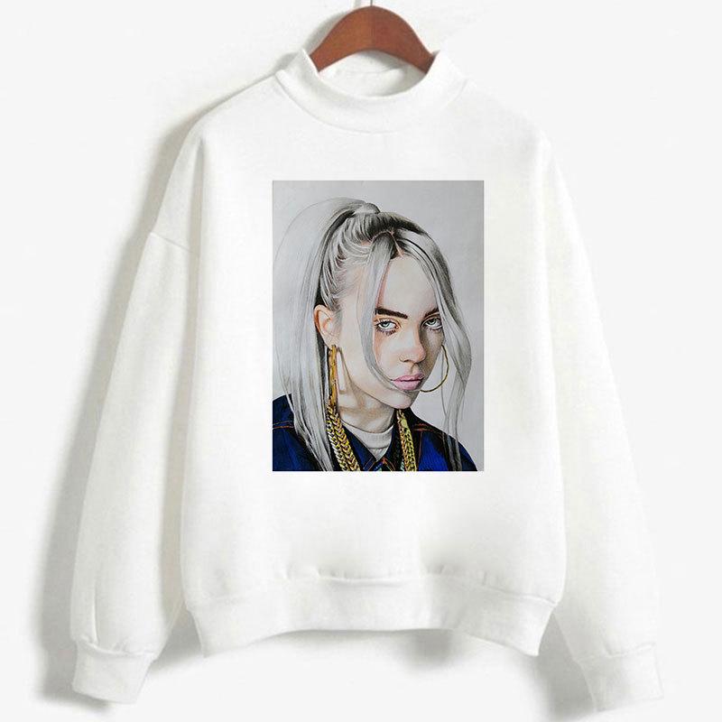 Женская толстовка Billie Eilish с капюшоном, однотонная, с длинным рукавом, свободная водолазка с капюшоном и надписью