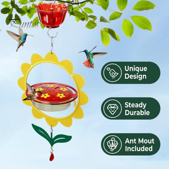 Кормушка для колибри, подвесная, наружная, цветочный дизайн, кормушка для диких птиц, нектар, ров для муравьев, для декора патио на заднем дворе
