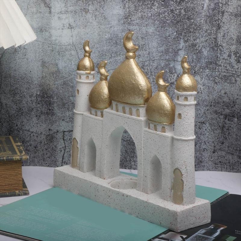 Рамадан Ид Домашние Украшения Золотой и Белый Башня Мечети Исламские Eid Mubarak Декоры Настольное Украшение Подарок для Женщин Мужчин
