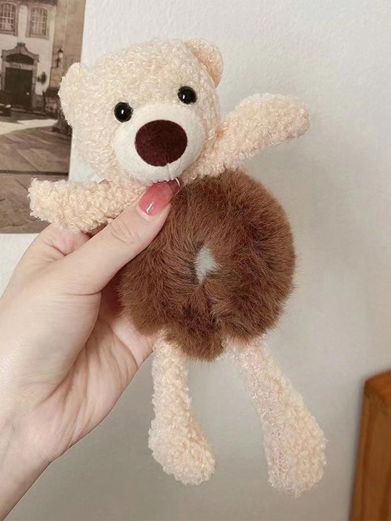 1 шт. Голова медведя для обнимания, Веревка, Милый медведь женского пола, Завязывать волосы медведю, Эластичная веревка, Плюшевый обруч для волос