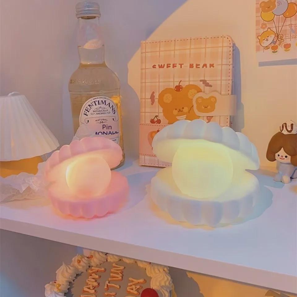 "Cartoon LED Night Light for Kids - Creative, Luminous Shell Design"