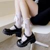 1Pair Beige Lace Bow JK Socks White Mesh Fairy Socks Lolita Japanese French Summer Thin Style with Small Leather Shoes Lace Sock