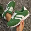 Fashion Women's Fashion White Striped Breathable Sneakers Lightweight Non Slip Sports Shoes for Women Red Green Lace Up Casual Sneakers