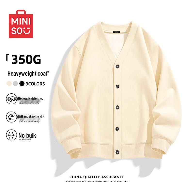 MINISO Men's Heavyweight V-Neck Cardigan Sweatshirt