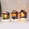 Christmas LED Light Resin House Santa Claus Gift Shop Ornaments 2025 New Year Decoration for Home Luminous Cabin Landscape Craft