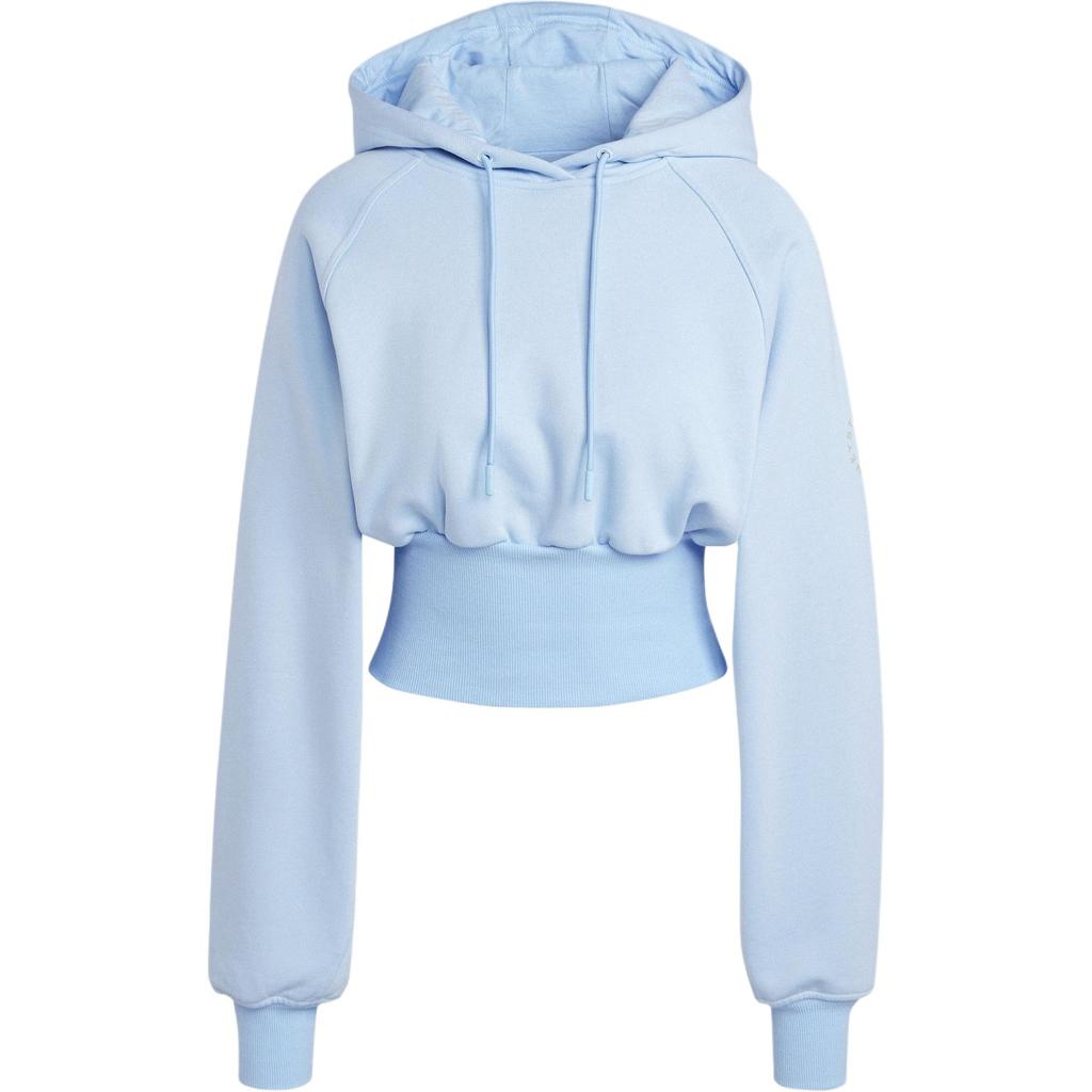 adidas Укороченная толстовка с капюшоном, однотонная, удобная, свободная, короткая, женские толстовки с капюшоном, ярко-синяя IW6317