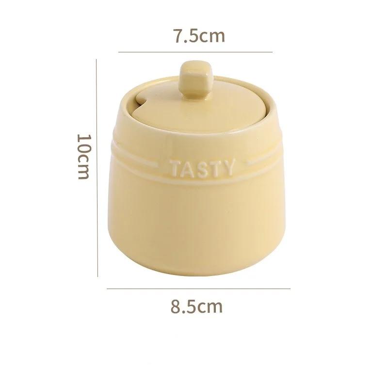 Porcelain Condiment Jar Container with Lid Spoon Ceramic Sugar Bowls Seasoning Box Salt Jars Tea Caddy for Kitchen Countertop