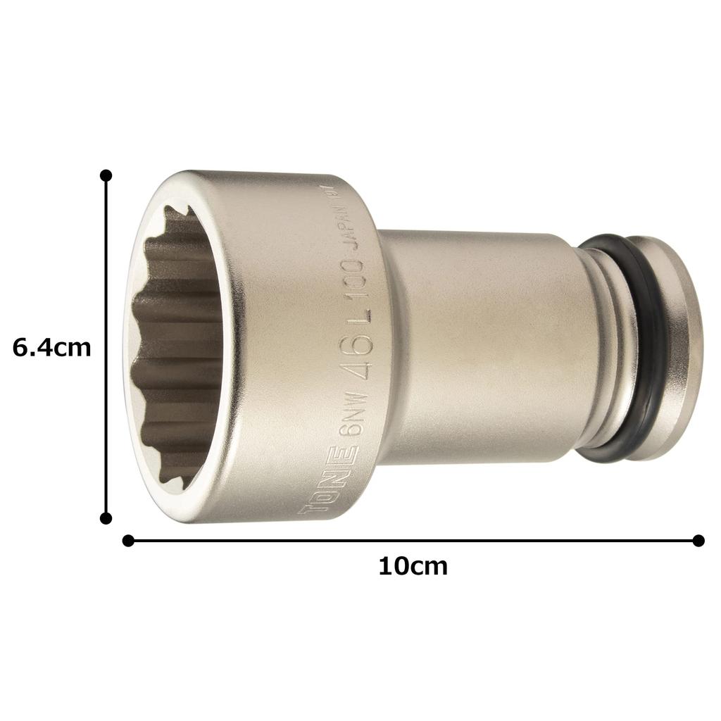 TONE Long Impact Socket 46mm Width 6NW-46L100 (12-Point), 19.0mm (3/4") Drive,