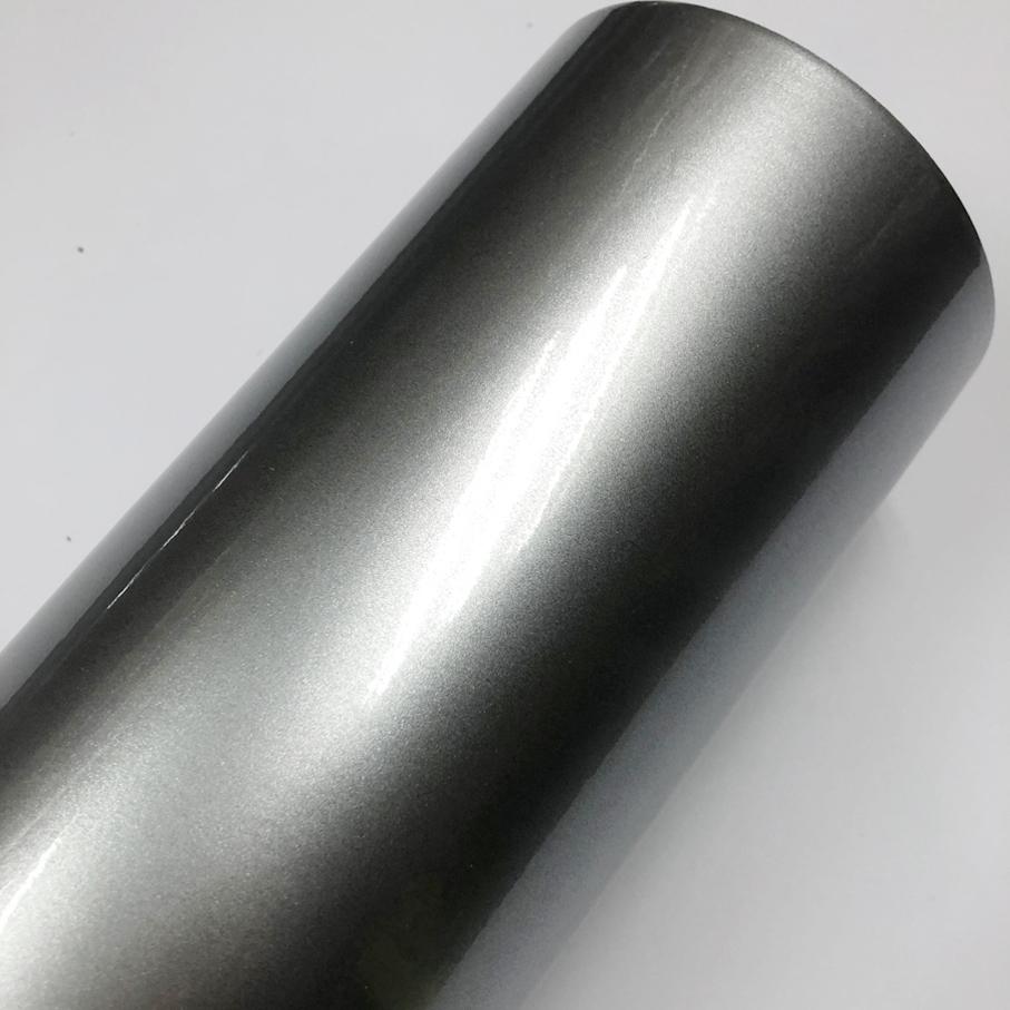 Глянцевая металлическая виниловая пленка из бронзы, конфетная глянцевая серая автомобильная пленка, наклейка с воздушным пузырем, оберточное покрытие для авто мотоцикла