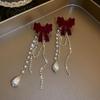 Shiny Rhinestone Dangle Earrings Tassel Korean Style Earrings Elegant Sweet Jewelry  Female