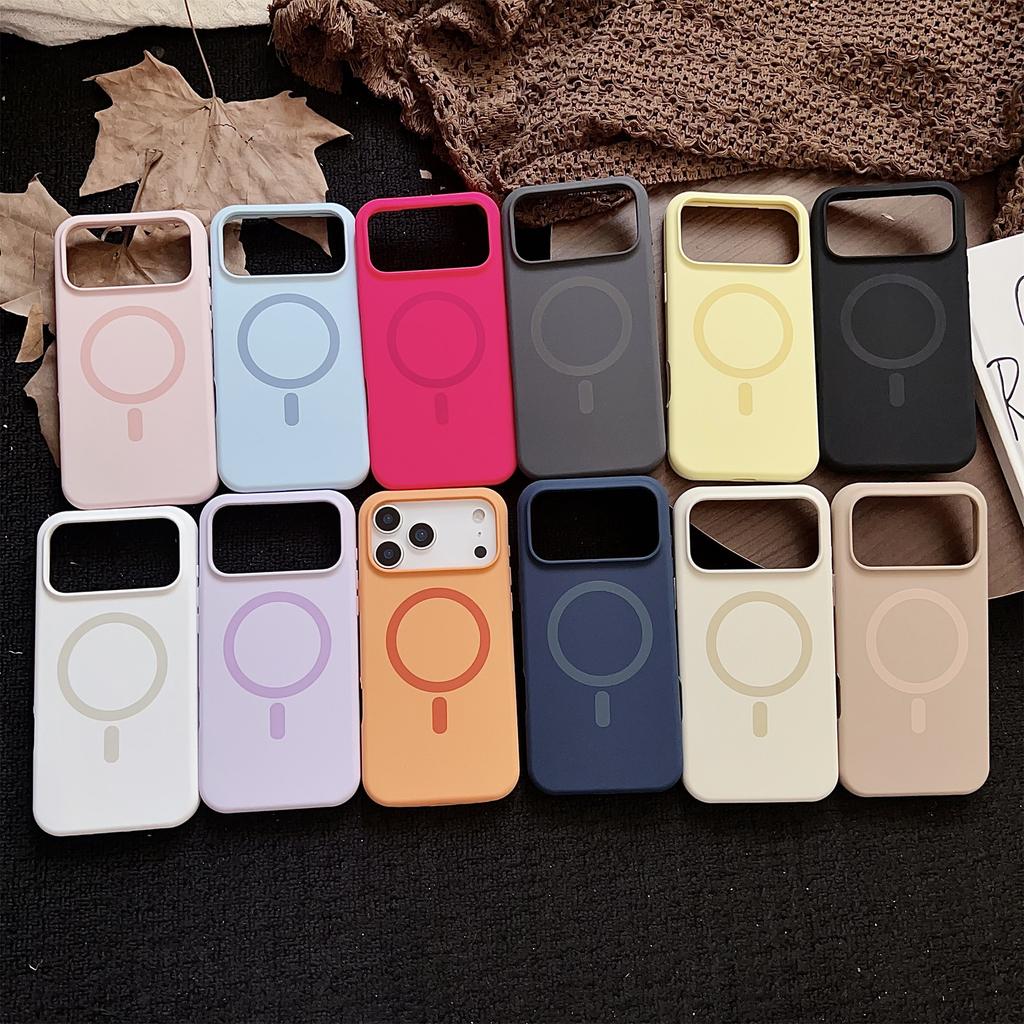 For iPhone 17 Pro Max Magnetic Case Silicone + PC Protective Phone Back Cover Compatible with MagSafe