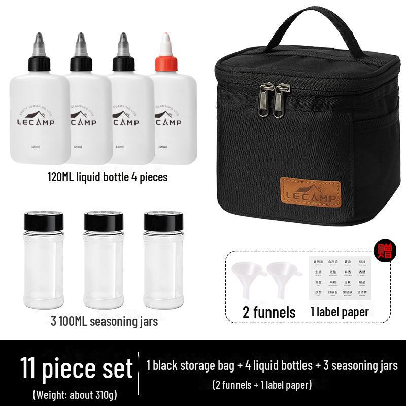 Портативный набор бутылок с приправами для кемпинга и пикников с герметичными бутылками для масла и сумкой для хранения