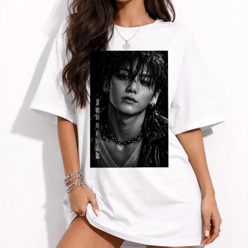 2026 Summer Hot Sale Korean Pop Idol Jungkook T-shirt Men Women Print Crew Neck T Shirt Breathable and Comfortable Clothes