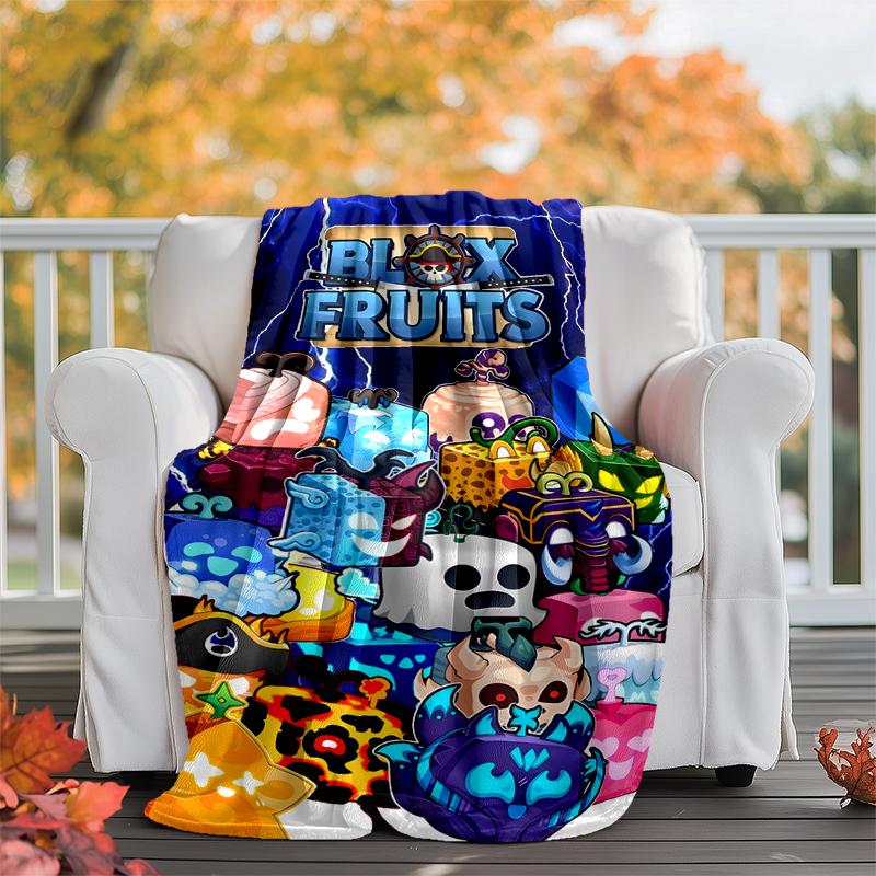 Blox fruit Flannel Blanket Soft Warm All-Season Throw, Design for Camping, Car Travel, Hiking Sofa, Bed, Office Perfect Gift for Parties