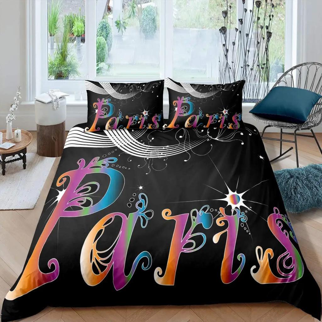Париж пододеяльник комплект постельного белья Эйфелева башня комплект постельного белья во французском стиле постельное белье двуспальное двуспальное королевского размера полиэстеровый стеганый чехол
