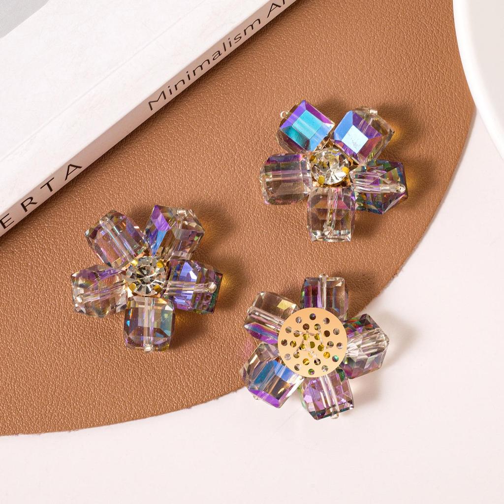 Ручная вышивка корейских тканевых нашивок-цветов со стразами для DIY-аксессуаров