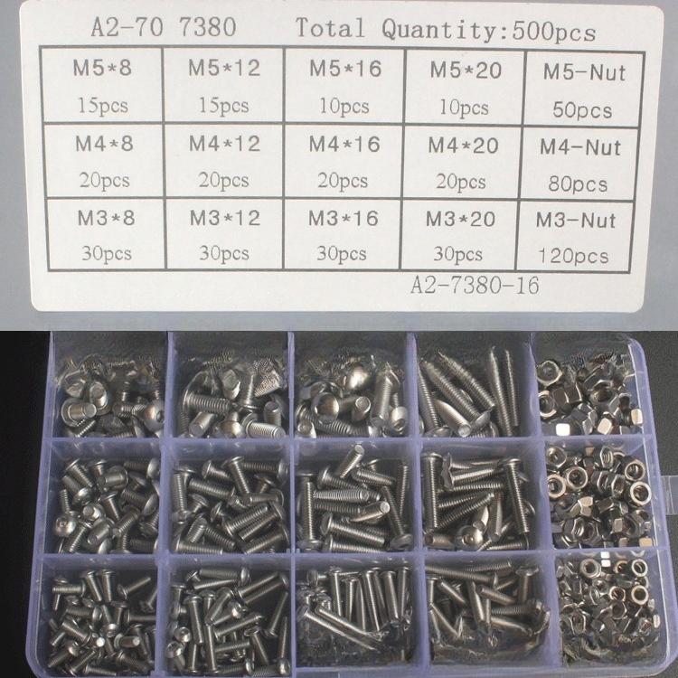 M3 M4 M5 Набор винтов с шестигранной головкой из нержавеющей стали, метрические болты и гайки