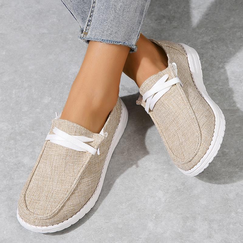 Women's Casual Single Shoes Lace Up Loafer Shoes Casual Canvas Lightweight Slip On Shoes Women's Outdoor Footwear for All Seasons