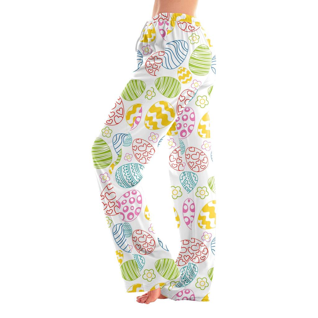 Женские пижамные штаны, одежда для сна, повседневные брюки с эластичной резинкой на талии, удобные прямые свободные брюки для йоги