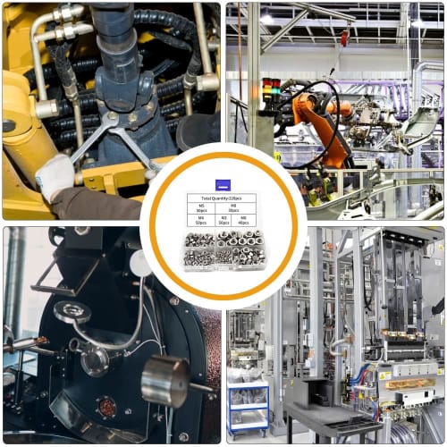 220-Piece Hex Nut Set, M3, M4, M5, M6, M8, 304 Stainless Steel, Lock Nuts, Replacement Parts for Furniture and Machinery, Repair Parts, Storage Box In