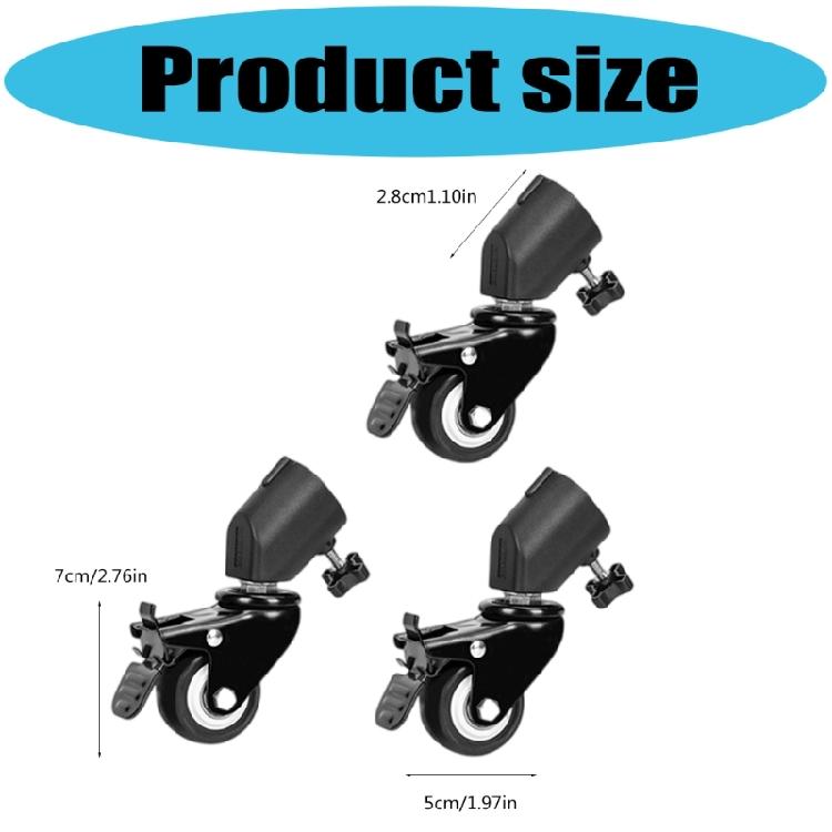 3Pcs Rotation Caster Wheel Set For Photography Light Stand Studio Photo Video Locking Caster Set With Brake
