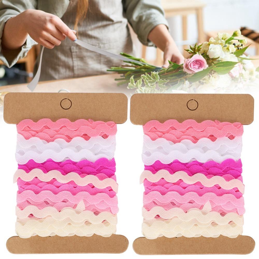 2pcs Color Ribbon Rick Rack Trim 8mm Width Curved Belt Webbing Bias Tape Wavy Lace Trim For Sewing
