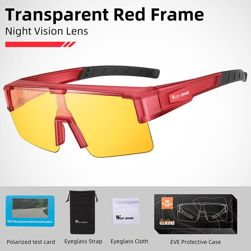 WEST BIKING Cycling Glasses Photochromic MTB Road Bike Glasses UV400 Protection Sunglasses Sport Polarized Eyewear Goggles