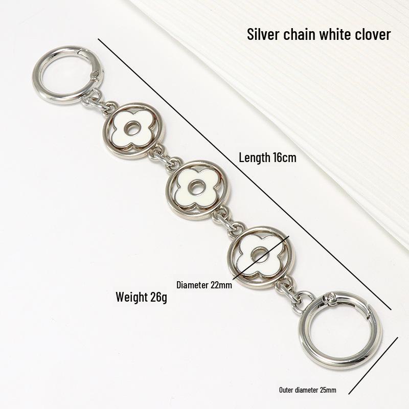 Съемный ремешок-цепочка для сумки 'Клевер на удачу' - Универсальный декоративный металлический аксессуар для сумки через плечо и рюкзака