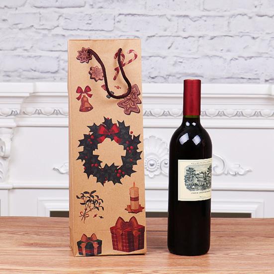 Подарочные пакеты для вина с ручкой, дизайнерское украшение, многоразовая рождественская сумка для одной бутылки вина для вечеринки