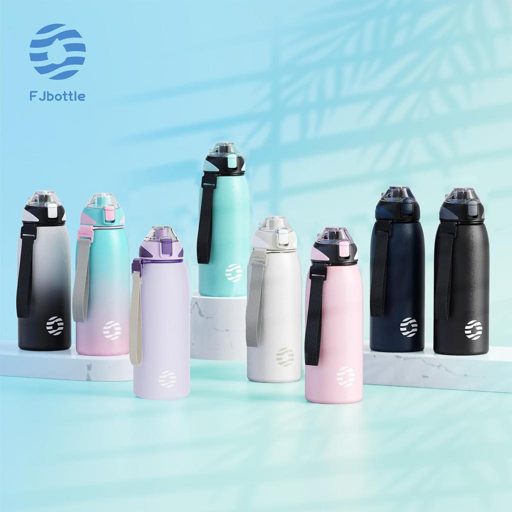 FJbottle 600ml Vacuum Insulated Mug Bottle with Keeps Drinks Hot or Easy To Wide Mouth Stainless Steel Bottle with Cover and Cleaning Stylish for and