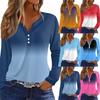 Women's T Shirt Print Button Long Sleeve Daily Weekend Fashion Basic V- Neck Regular Top