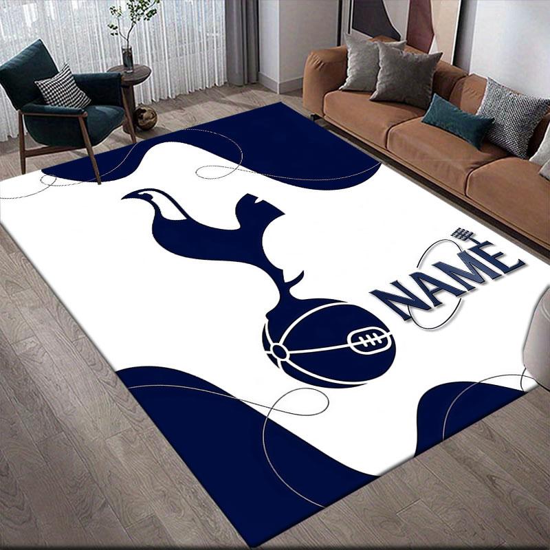 Custom Name,Tottenham Hotspur Home Sofa Decoration for Living Room & Bedroom, Non‑Slip Play Flannel Floor Mat for Game Room