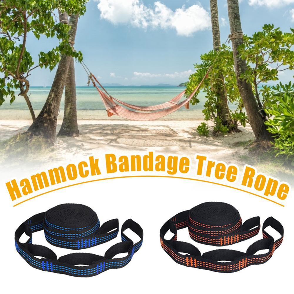 2 Pcs/Set Fashion 5 Rings High Load-Bearing Polyester Rope Reinforced Hammock Strap Camping